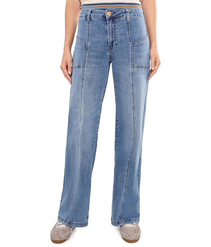 KUT from the Kloth Jeans High-Rise Wide Front Seam Patch Front Pockets in Utilize/Medium Base Wash