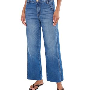 KUT from the Kloth Charlotte High-Rise Wide Leg With Raw Hem