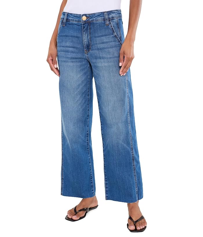 KUT from the Kloth Charlotte High-Rise Wide Leg With Raw Hem