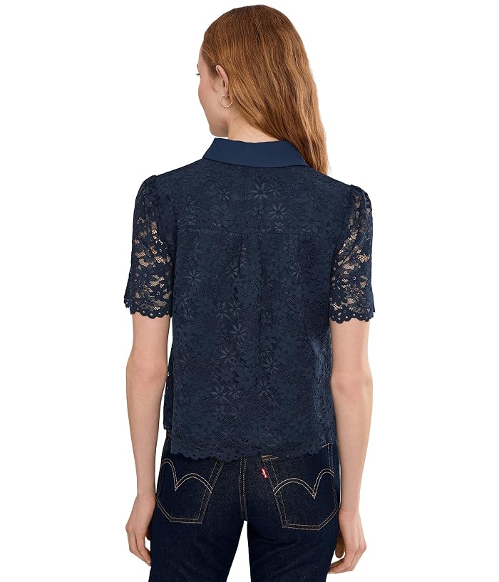 CeCe Lace Short Sleeves Hidden Placket Shirt - Image 4