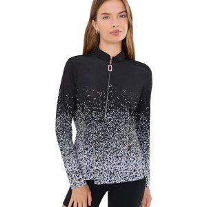 Jamie Sadock Speckle Fade Long Sleeve Zip Mock Golf Top