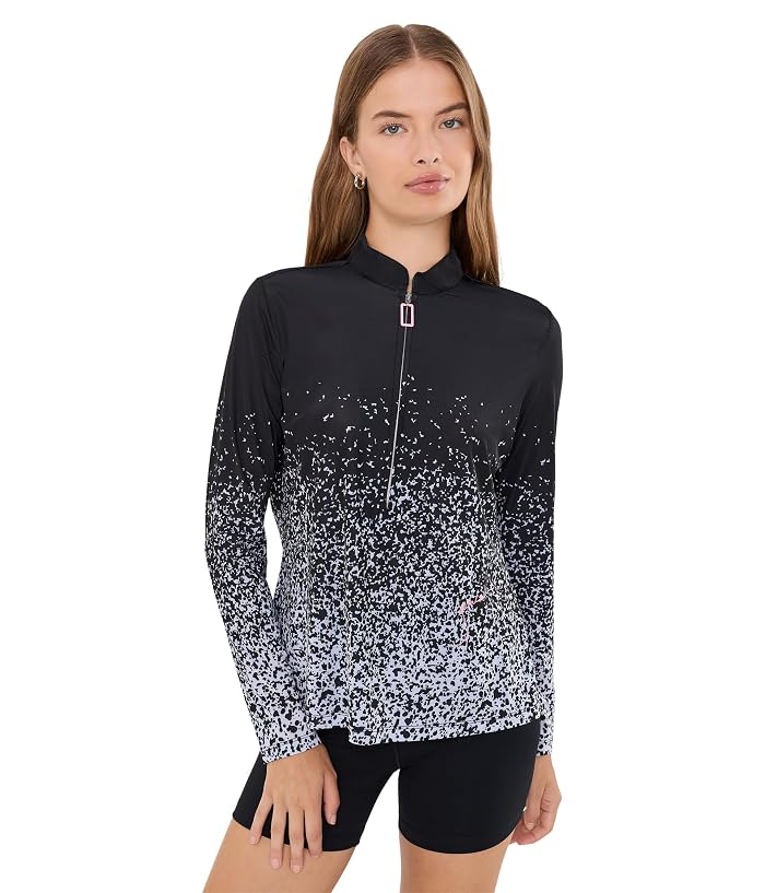 Jamie Sadock Speckle Fade Long Sleeve Zip Mock Golf Top