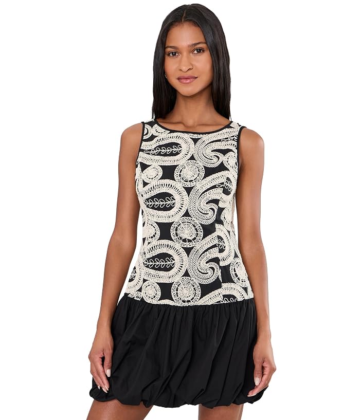 Adrianna Papell Embroidered Cotton Mini