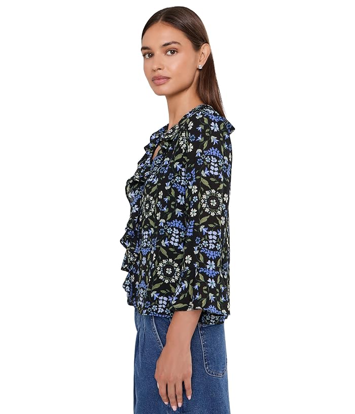 CeCe Ruffled Long Sleeve V-Neck Top - Image 3