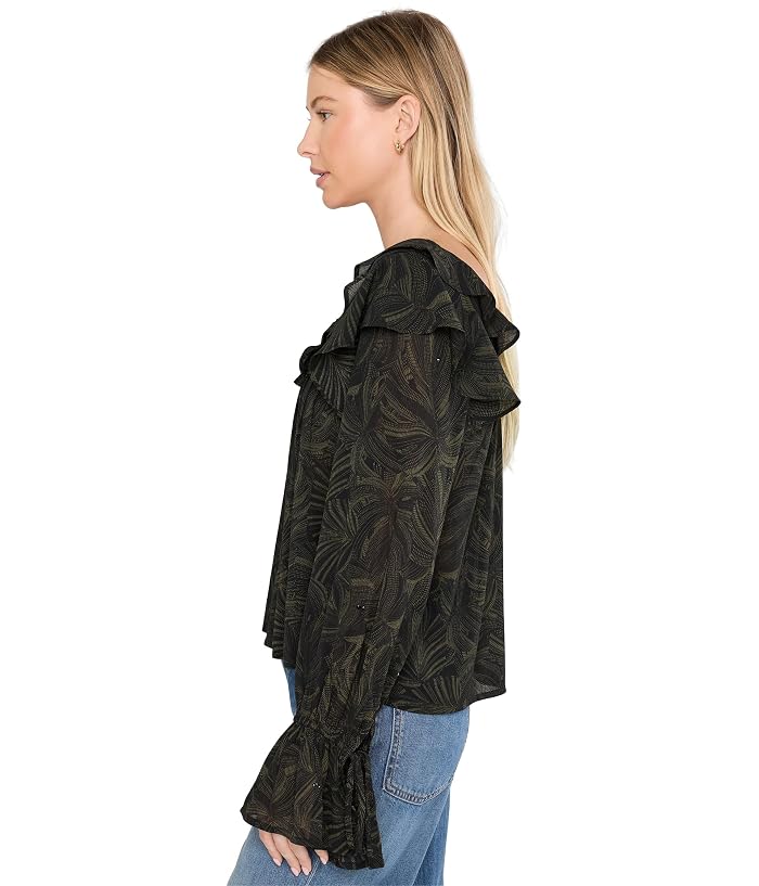 Liverpool Los Angeles Long Sleeve Double Ruffle V-Neck Woven Blouse - Image 3