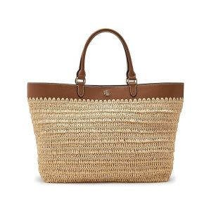 Lauren Ralph Lauren Leather-trim Straw Large Kyla Tote Bag