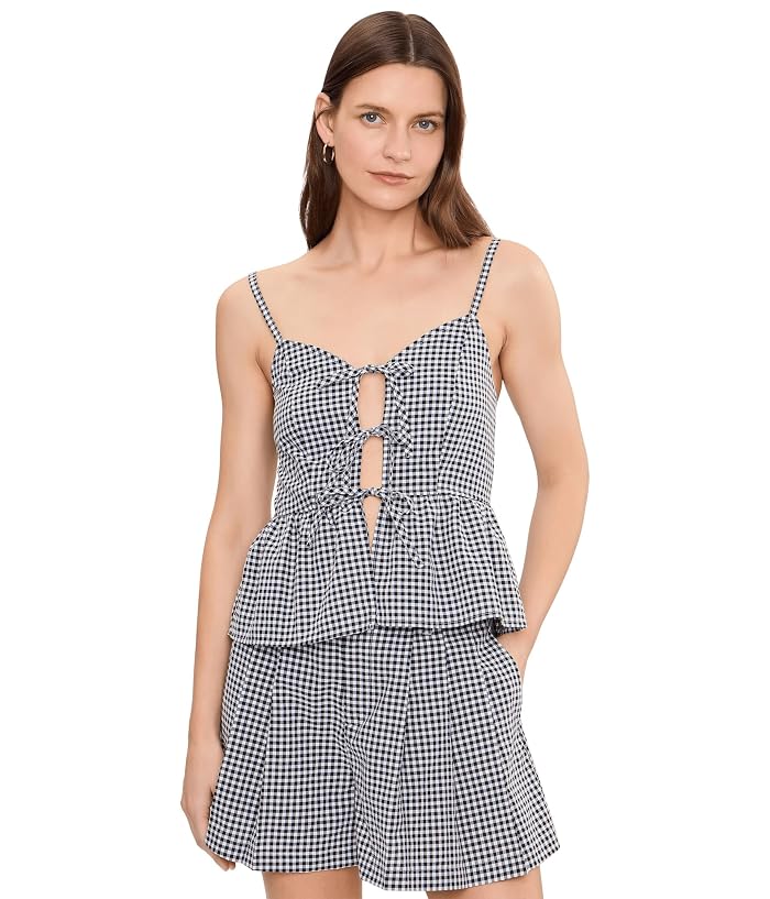 Blank NYC Gingham Top With Tie Detail in Black/White