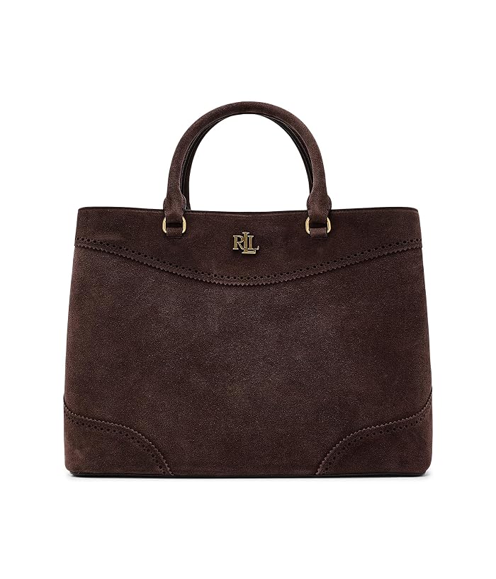 Lauren Ralph Lauren Perforated Suede Large Marcy Satchel