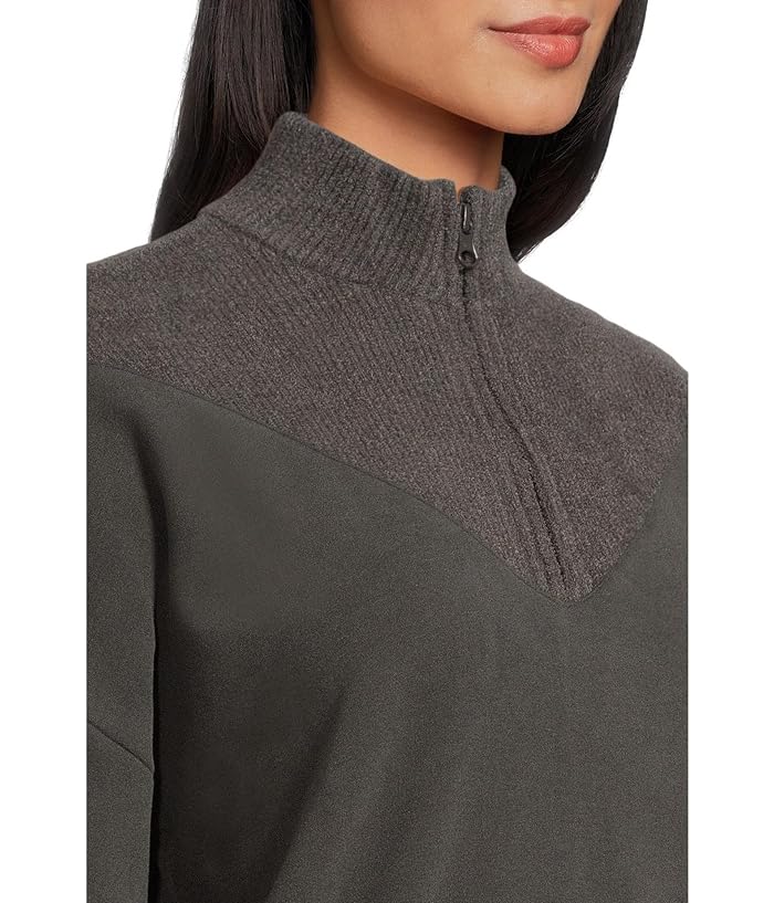 Barefoot Dreams Brushed Fleece With Cozychic Ultra Lite® Rib 1/2 Zip Pullover - Image 4