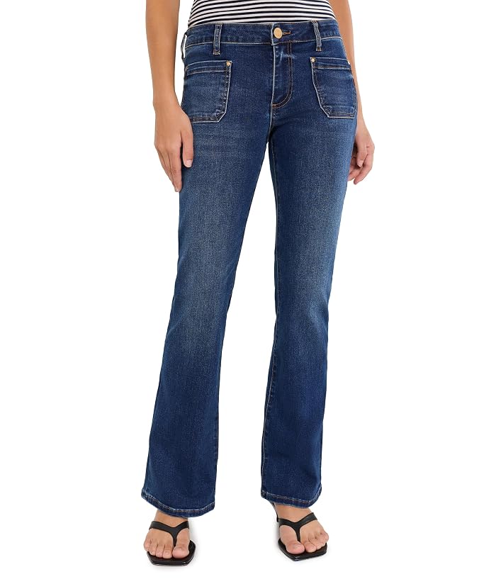 KUT from the Kloth Petite Natalie Mid-Rise Flare with Patch Pocket Clean Hem in Champ