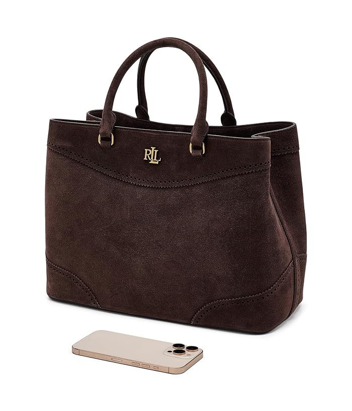 Lauren Ralph Lauren Perforated Suede Large Marcy Satchel - Image 3