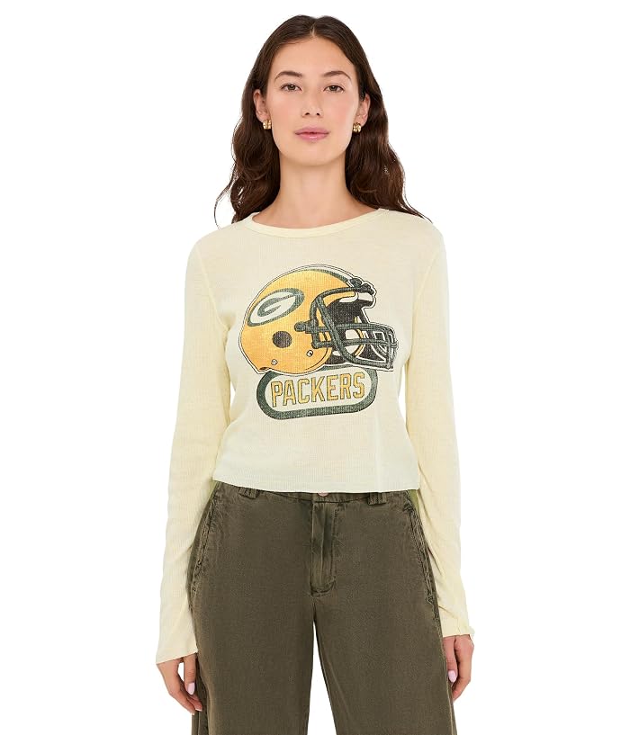Junk Food Clothing NFLGreeen Bay Packers Helmet Crop Thermal