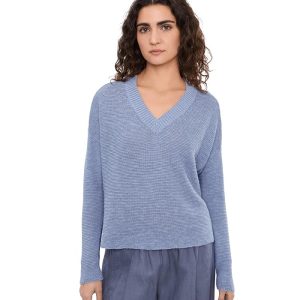 Eileen Fisher Organic Linen Cotton Slub V-Neck Sweater