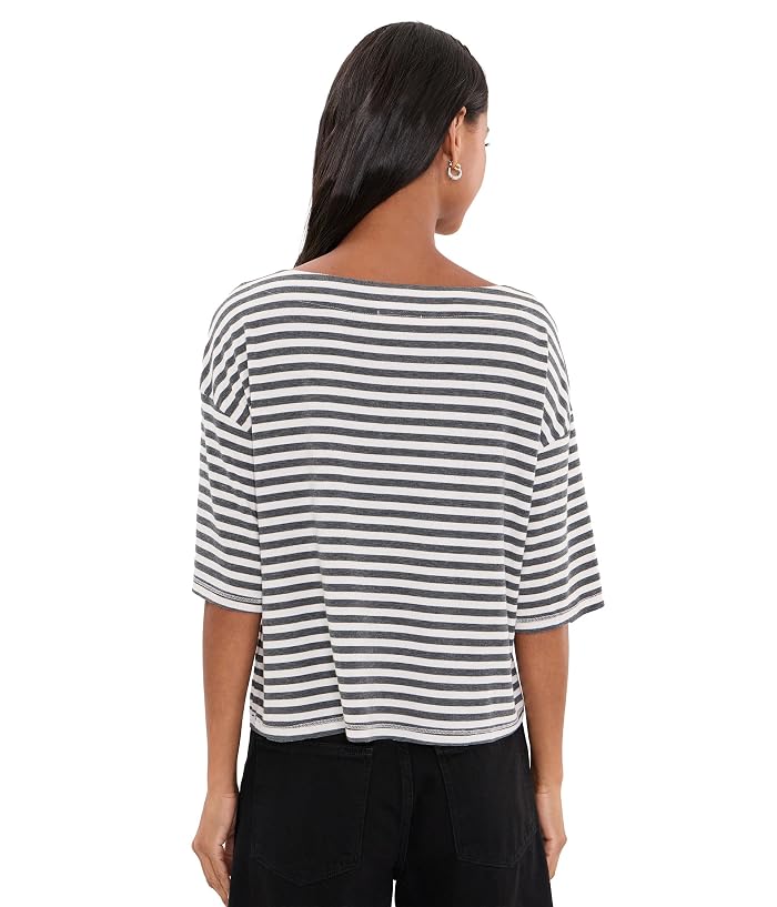 Mod-o-doc Elbow Sleeve Striped Crop Top - Image 4