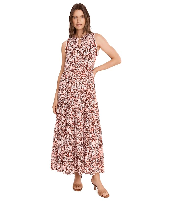 Vince Camuto Sleeveless Tiered Maxi with Combo Crochet Lace Trim
