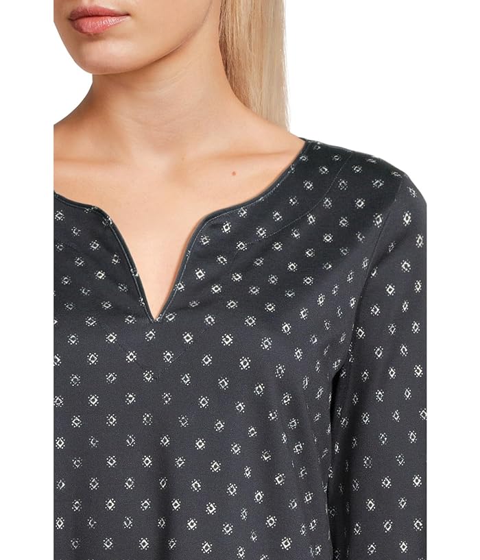 L.L.Bean Pima Tops Split-Neck Tunic 3/4 Sleeve Print - Image 4