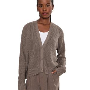 Eileen Fisher Peruvian Cotton Blend V-neck Cardigan
