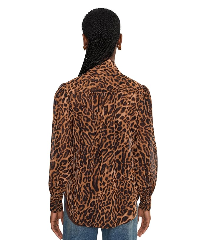 Lauren Ralph Lauren Ocelot-Print Chiffon Tie Neck Blouse - Image 4