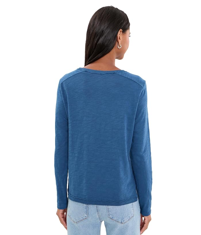 Elliott Lauren Garment Dye Tee, Long Sleeve Crew Neck with Rib Trim and Side Slit Detail - Image 4