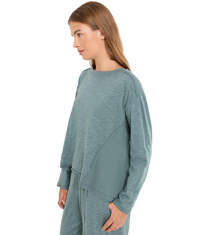 Mod-o-doc Long Sleeve Mix Media Jewel Neck Top - Image 3