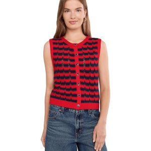 525 america Isla Striped Button Front Vest