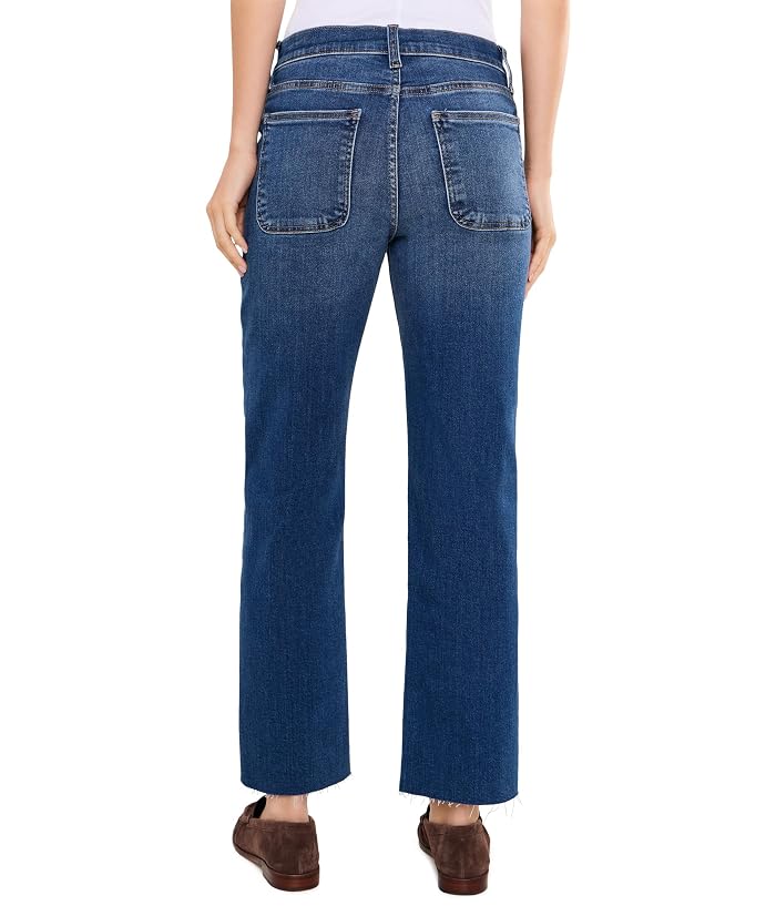 KUT from the Kloth Avery High-Rise Porkchop Pocket Easy Straight Leg with Raw Hem in Fortune/Dark Base Wash - Image 4