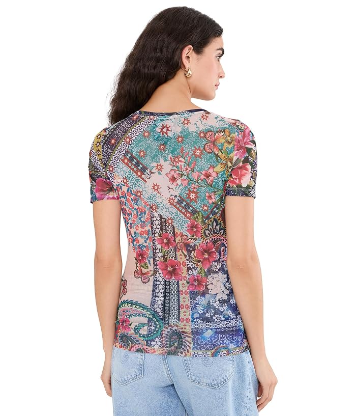 Johnny Was Short Sleeve Scoop Neck Mesh Tee - Image 4