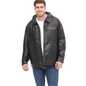 Levi's® Levi's Big & Tall Vintage Deer Faux Leather Sherpa Lined Trucker Hooded Jacket