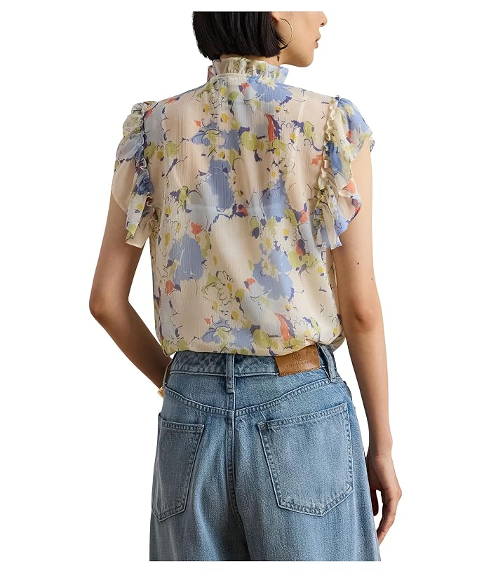 Lauren Ralph Lauren Floral Ruffle-Trim Georgette Shirt - Image 3