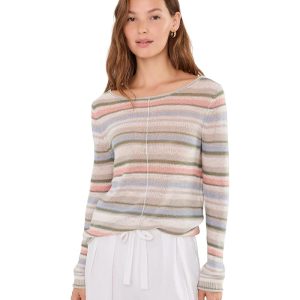 Tommy Bahama Cedar Linen Multi Stripe Bateau Neck Sweater