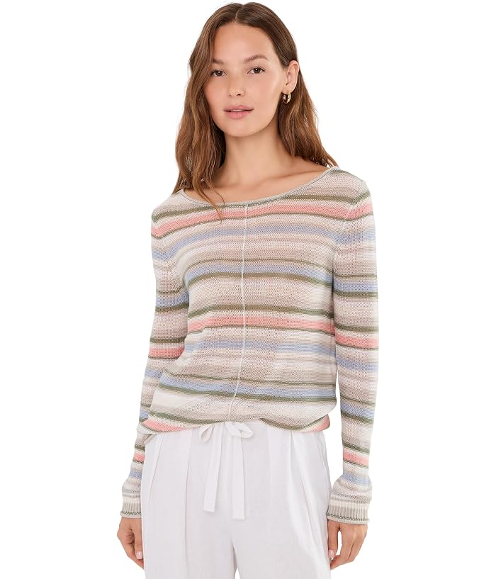 Tommy Bahama Cedar Linen Multi Stripe Bateau Neck Sweater