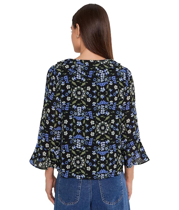 CeCe Ruffled Long Sleeve V-Neck Top - Image 4