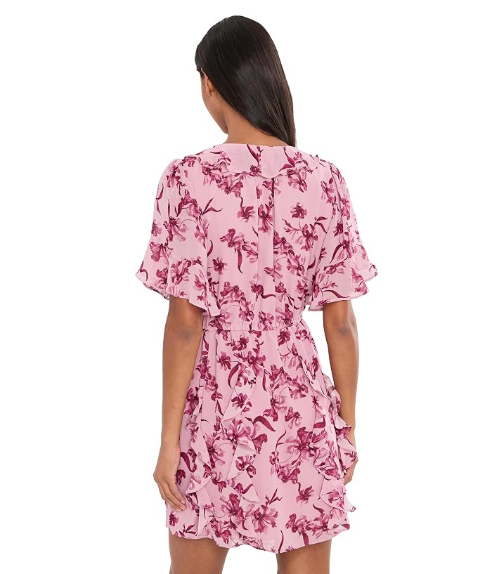 CeCe Waterfall Ruffle Short Sleeve Mini Dress - Image 4