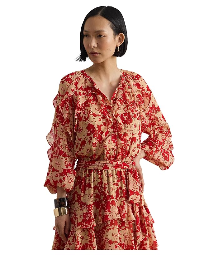 Lauren Ralph Lauren Print Ruffle-Trim Georgette Tiered Dress - Image 3