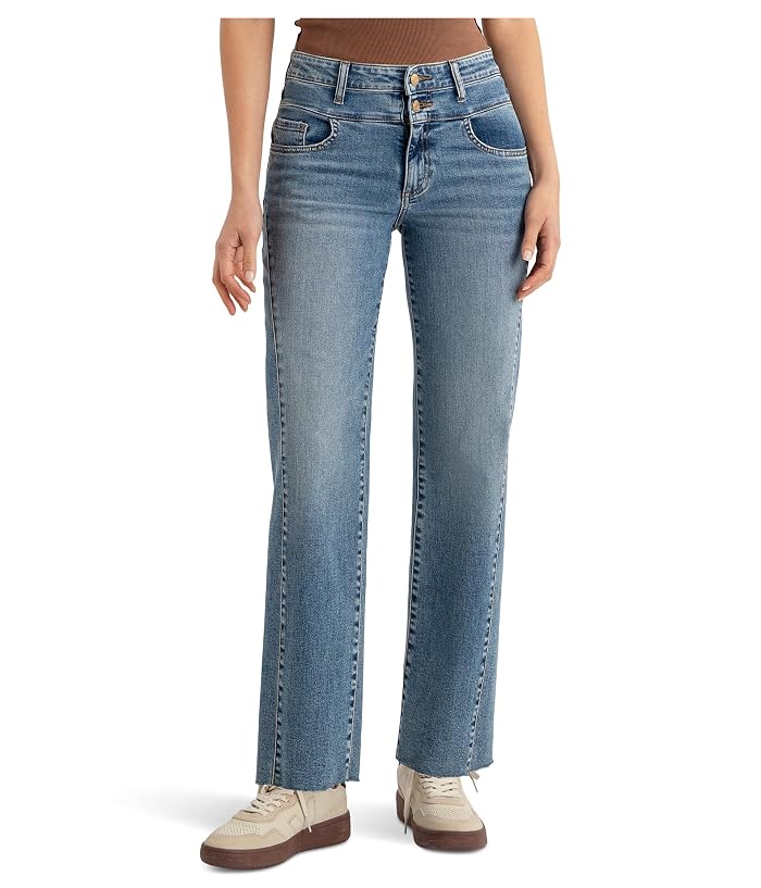 KUT from the Kloth Charlotte High-Rise Wide Leg Side Inset Raw Hem
