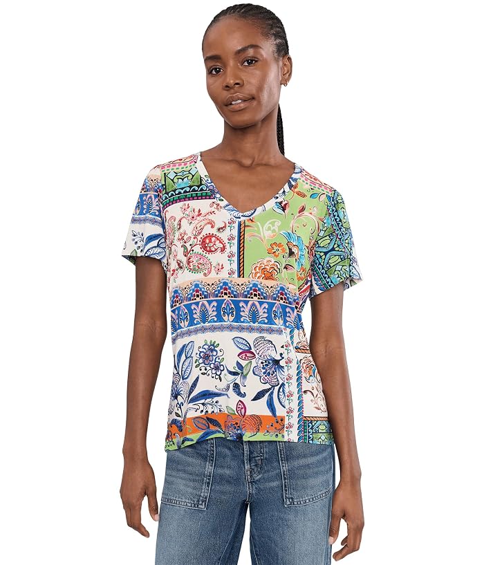 Johnny Was The Janie Favorite V-neck Flutter Sleeve Tee- Arme
