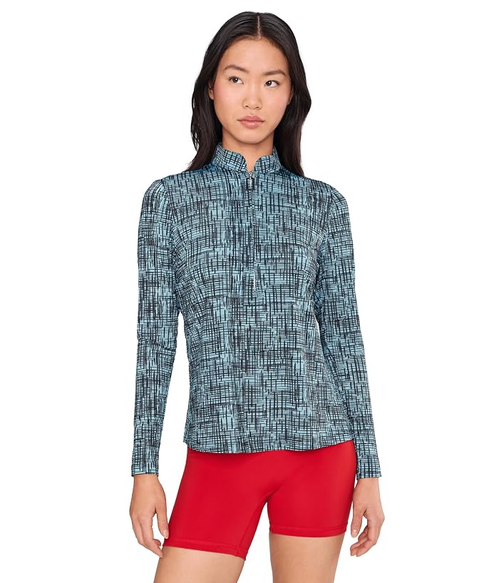 Jamie Sadock Sunsense Grid Print Long Sleeve Quarter Zip