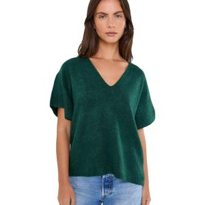 Vince Camuto V-Neck Short Sleeve Boxy Top