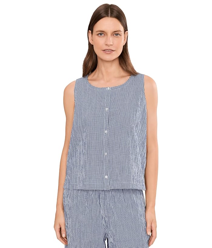 Eileen Fisher Organic Cotton Pucker Check Scoop Neck Vest