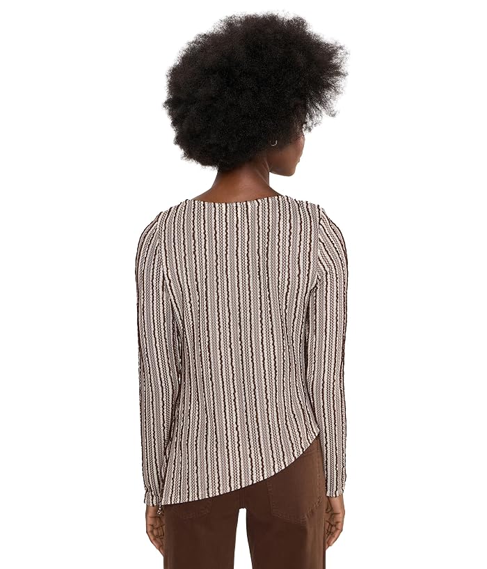 Liverpool Los Angeles Long Sleeve Boatneck Asymmetric Hem Knit Top w/ Pleat - Image 4