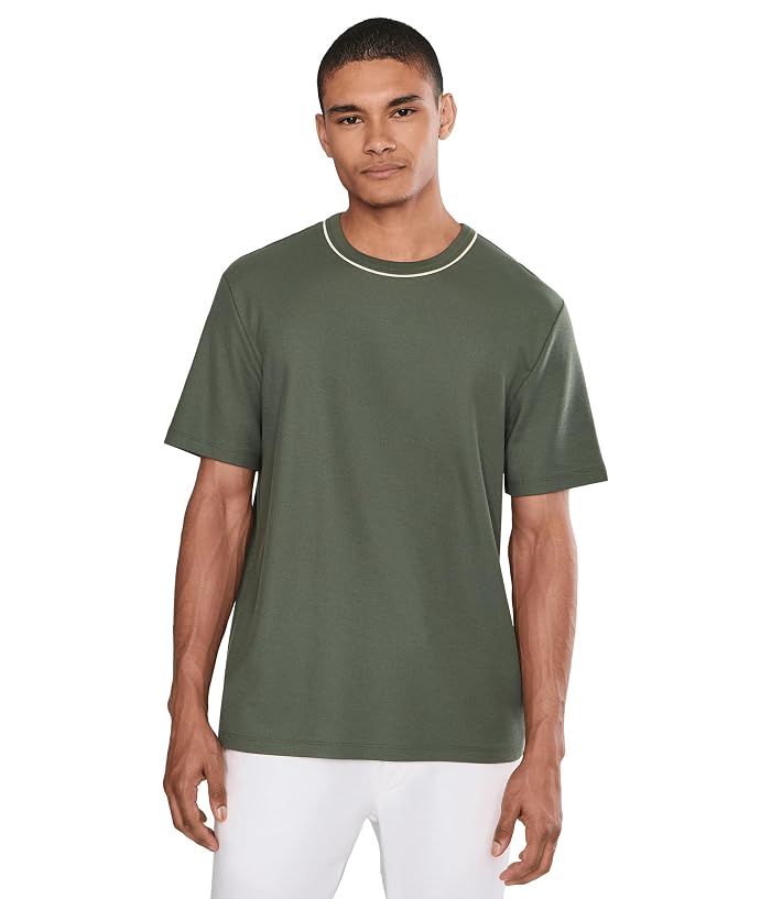 Vince Tipped Pima Pique Short Sleeve Crew