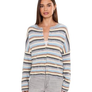 CeCe Multi Striped Rollneck Cardigan