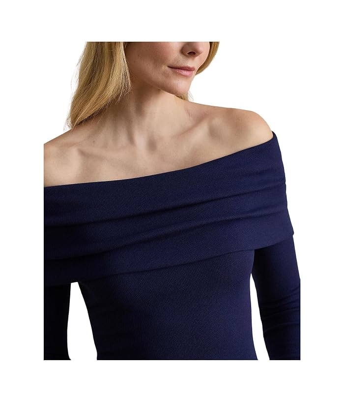 Lauren Ralph Lauren Ribbed Cotton-Blend Off-The-Shoulder Top - Image 4