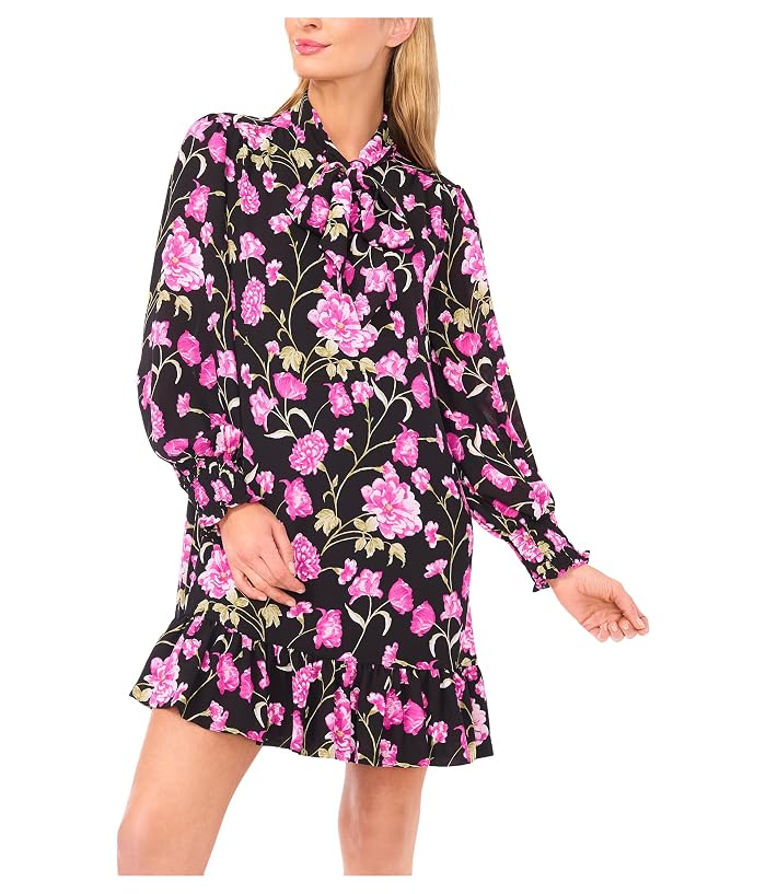 CeCe Long Sleeve Neck Bow Tie Floral Dress - Image 3