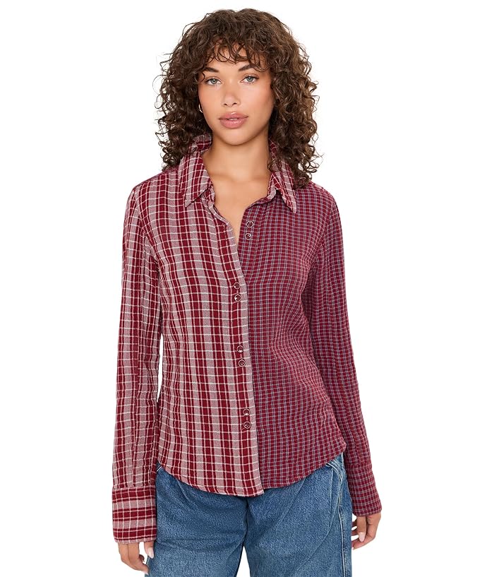 Free People Benny Slim Yarn-Dyed Plaid