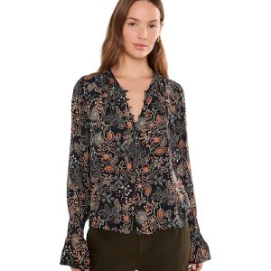 Liverpool Los Angeles Long Sleeve Woven Blouse with Pintucks