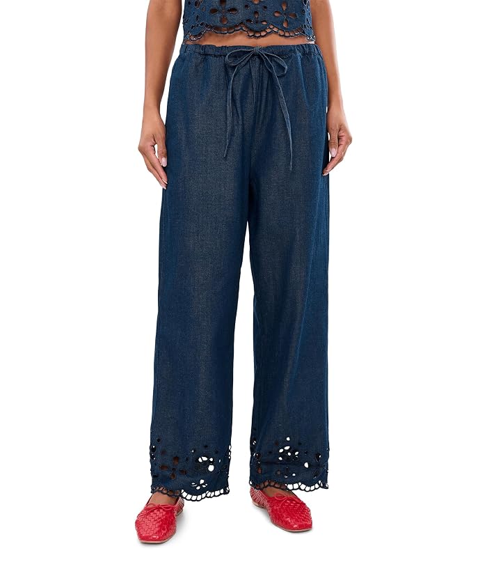 Madewell Denim Embroidered-Hem Pull-On Pants