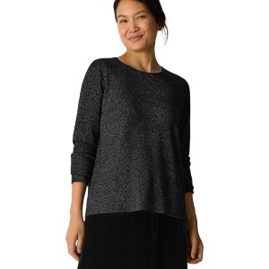 Eileen Fisher Wool Lurex Crew Neck Sweater
