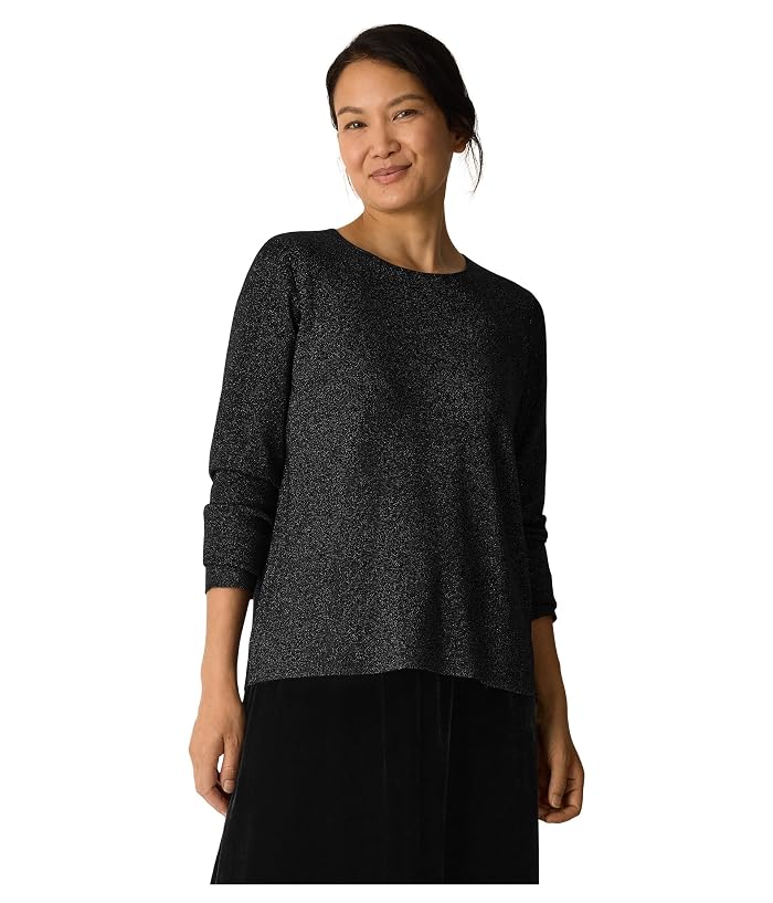 Eileen Fisher Wool Lurex Crew Neck Sweater