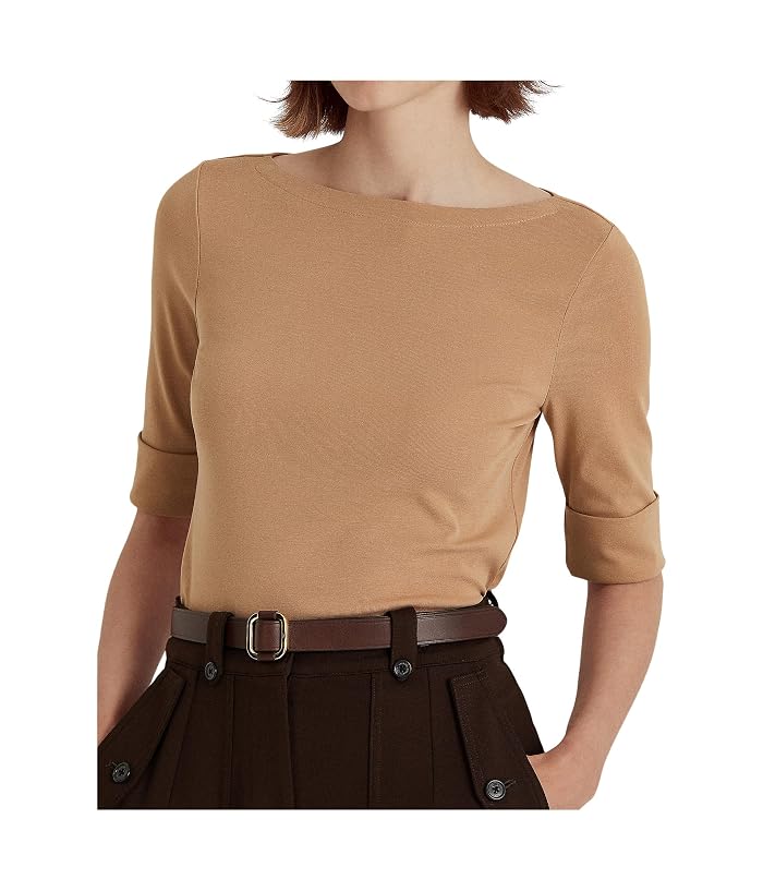 Lauren Ralph Lauren Stretch Cotton Boat Neck Tee - Image 3